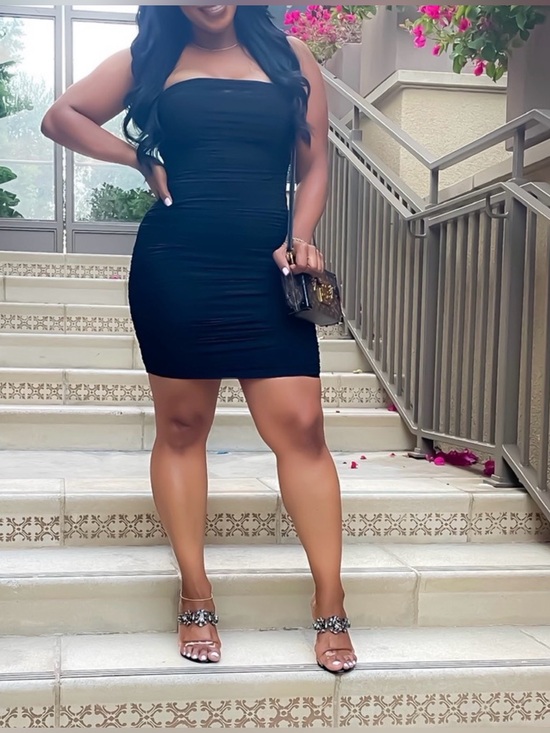House of CB Dresses & Skirts - House of CB Black Ruched Strapless Bodycon Dress